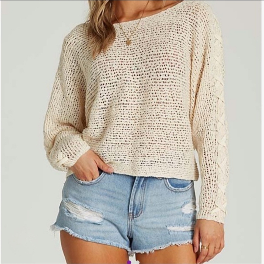 Billabong NWT Chill Out Ivory Knit Sweater L